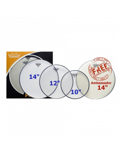 Remo - Propack (10", 12", 14" Emperor Clear + Free 14" Ba-0114-00)