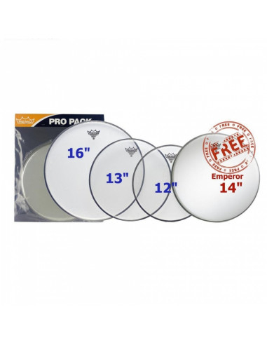 Remo - Propack (12", 13", 16" Emperor Clear + Free 14" Be-0114-00)