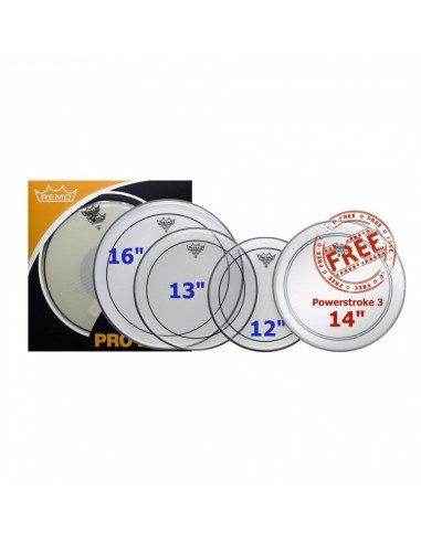 Remo - Propack (12", 13", 16" Pinstripe Clear + Free 14" P3-0114-Bp)
