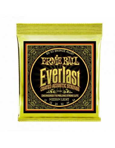 Ernie Ball - 2556 Everlast Medium Light Coated 80/20 Bronze Acoustic Guitar Strings