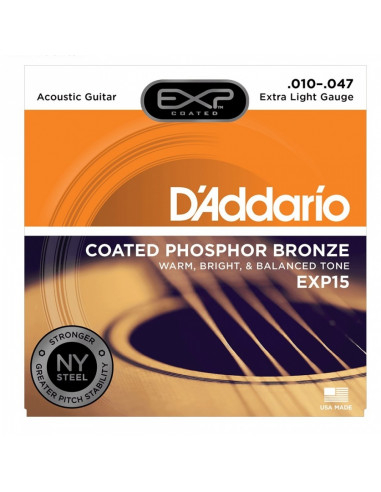 D'addario - EXP15 Coated Phosphor Bronze, Extra Light, 10-47