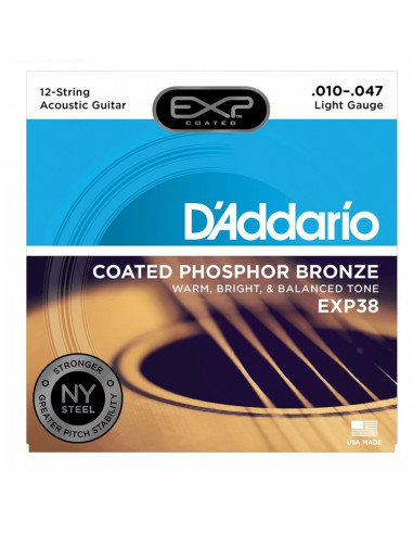 D'addario - EXP38 Coated Phosphor Bronze, 12-String, Light, 10-47