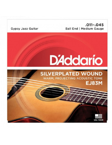 D'addario - EJ83M Gypsy Jazz, Ball End, Medium, 11-45