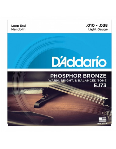 D'addario - EJ73 Mandolin Strings, Phosphor Bronze, Light, 10-38