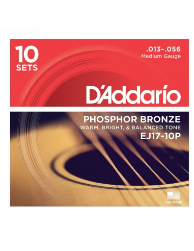 D'addario - EJ17 Phosphor Bronze, Medium, 13-56