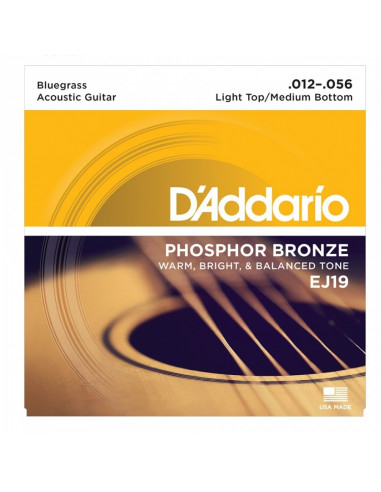 D'addario - EJ19 Phosphor Bronze, Bluegrass, 12-56