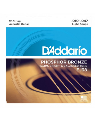 D'addario - EJ38 12-String Phosphor Bronze, Light, 10-47