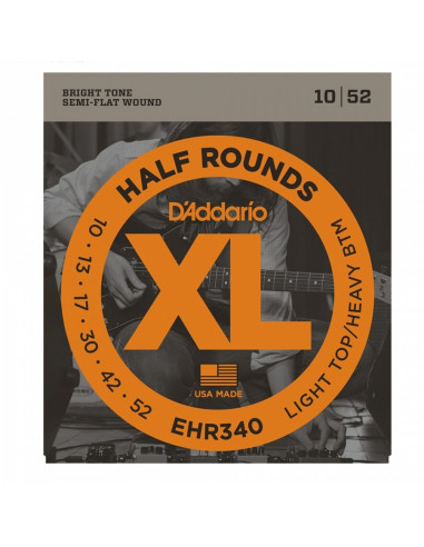 D'addario - EHR340 Half Rounds, Light Top/Heavy Bottom, 10-52