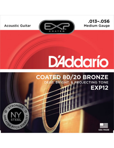 D'addario - EXP12 Coated 80/20 Bronze, Medium, 13-56