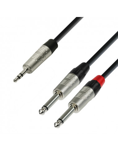 Adam Hall - K4YWPP0150 - Câble Audio REAN Mini-Jack 3,5 mm stéréo vers 2 x Jack 6,35 mm mono 1,5 m