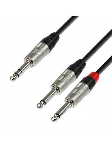 Adam Hall - K4YVPP0090 - Câble Audio REAN Jack 6,35 mm stéréo vers 2 x Jack 6,35 mm mono 0,9 m