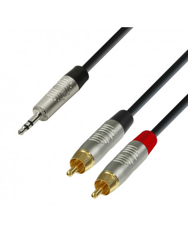 Adam Hall - K4YWCC0090 - Câble Audio REAN Mini-Jack 3,5 mm stéréo vers 2 x RCA mâle 0,9 m