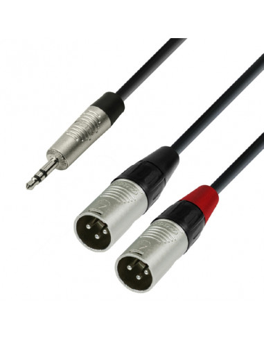 Adam Hall - K4YWMM0180 - Câble Audio REAN Mini-Jack 3,5 mm stéréo vers 2 x XLR mâle 1,8 m
