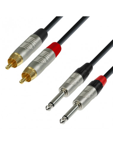 Adam Hall - K4TPC0090 - Câble Audio REAN 2 x RCA mâle vers 2 x Jack 6,35 mm mono 0,9 m