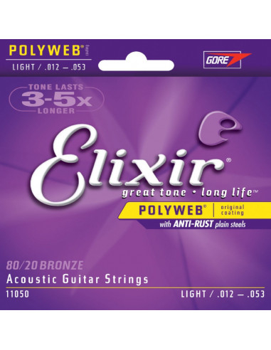 Elixir - Acoustic Guitar Strings Polyweb Light 80/20 Bronze .012 .016 .024 .032 .042 .053