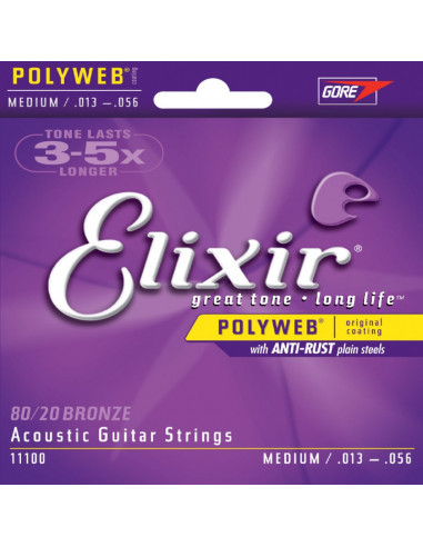Elixir - Acoustic Guitar Strings Polyweb Medium 80/20 Bronze .013 .017 .026 .035 .045 .056