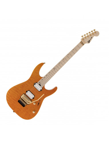 Charvel,Pro-Mod DK24 HH FR M Mahogany with Quilt Maple, Maple Fingerboard, Dark Amber