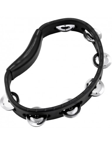 HTBK - Headliner  Series Hand Held ABS Tambourine - ABS Plastic - 1 Row - Stainless Steel - Black