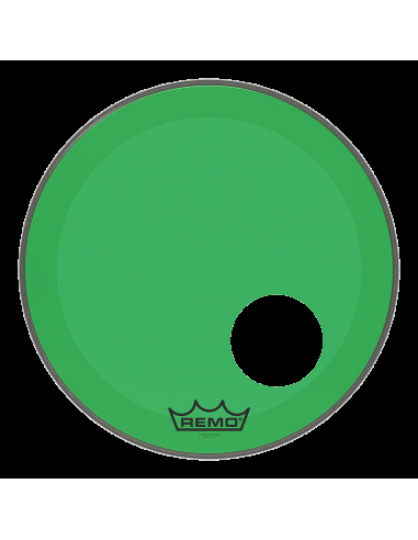 Remo - P3-1318-CT-GNOH,  frappe Powerstroke 3 Colortone pour grosse caisse, vert, 18", avec trou décentré  5"