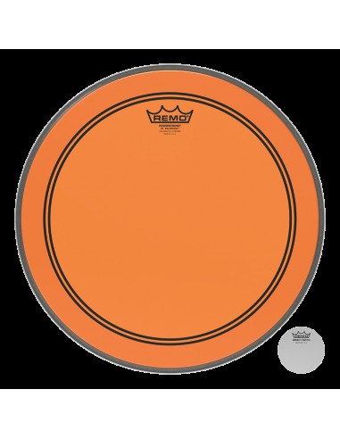 Remo - P3-1318-CT-OG,  frappe Powerstroke 3 Colortone pour grosse caisse, orange, 18", avec trou décentré  5"