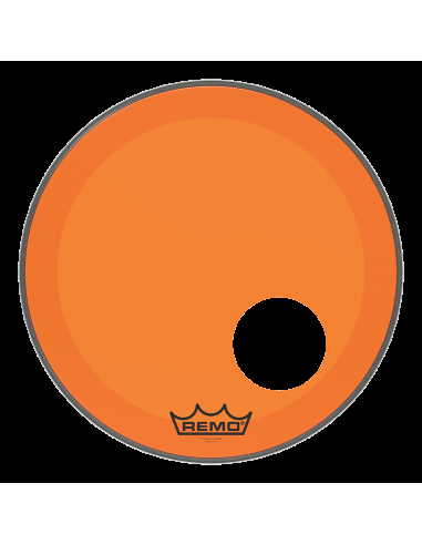 Remo - P3-1318-CT-OGOH,  frappe Powerstroke 3 Colortone pour grosse caisse, orange, 18", avec trou décentré  5"