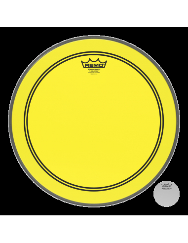Remo - P3-1318-CT-YE,  frappe Powerstroke 3 Colortone pour grosse caisse, jaune, 18", avec trou décentré  5"