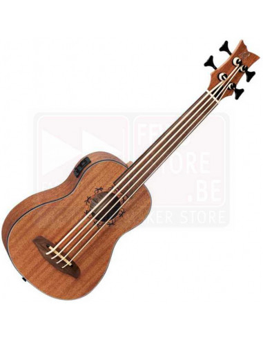 LIZZY-BSFL-GB - Ortega Lizard Series Acoustic-Electric Fretless Uke Bass Natural