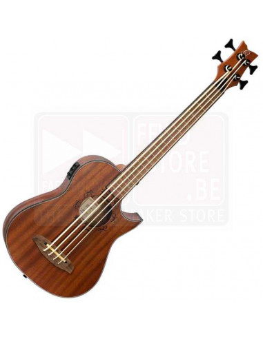 LIZZY-PRO - Ortega Lizard Series Acoustic-Electric Long Scale Fretless Uke Bass Natural